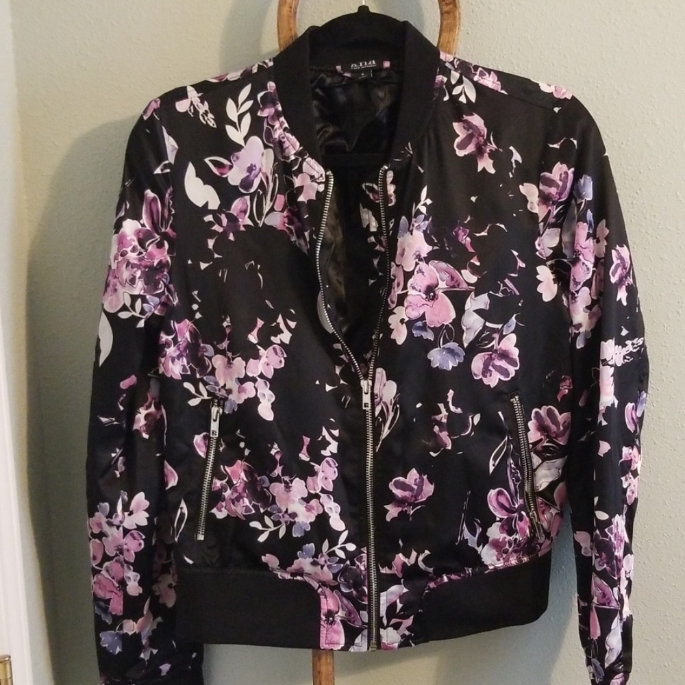 Brand New! Floral silk bomber jacket